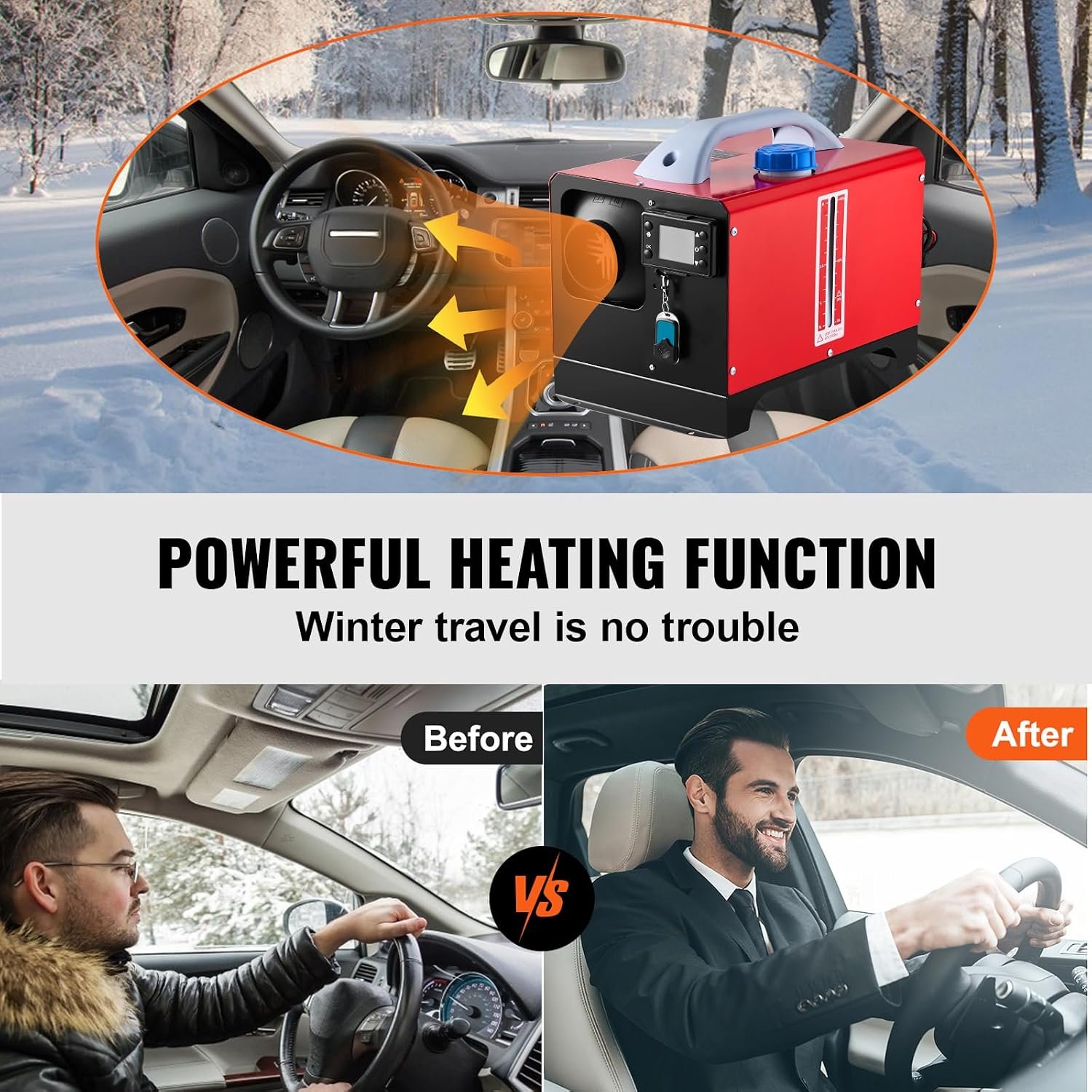 VEVOR Parking Heater with Black LCD 17060 BTU Diesel Air Heater with Remote Control Diesel Heater for Car
