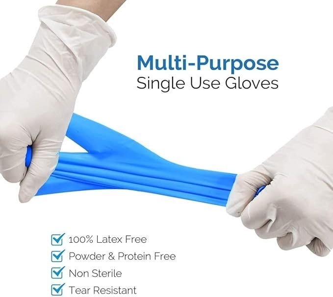 Jointown Basic Synmax Vinyl Exam Gloves Disposable Exam Gloves, 4 Mil, Blue, Latex & Powder Free, BMPF-3002