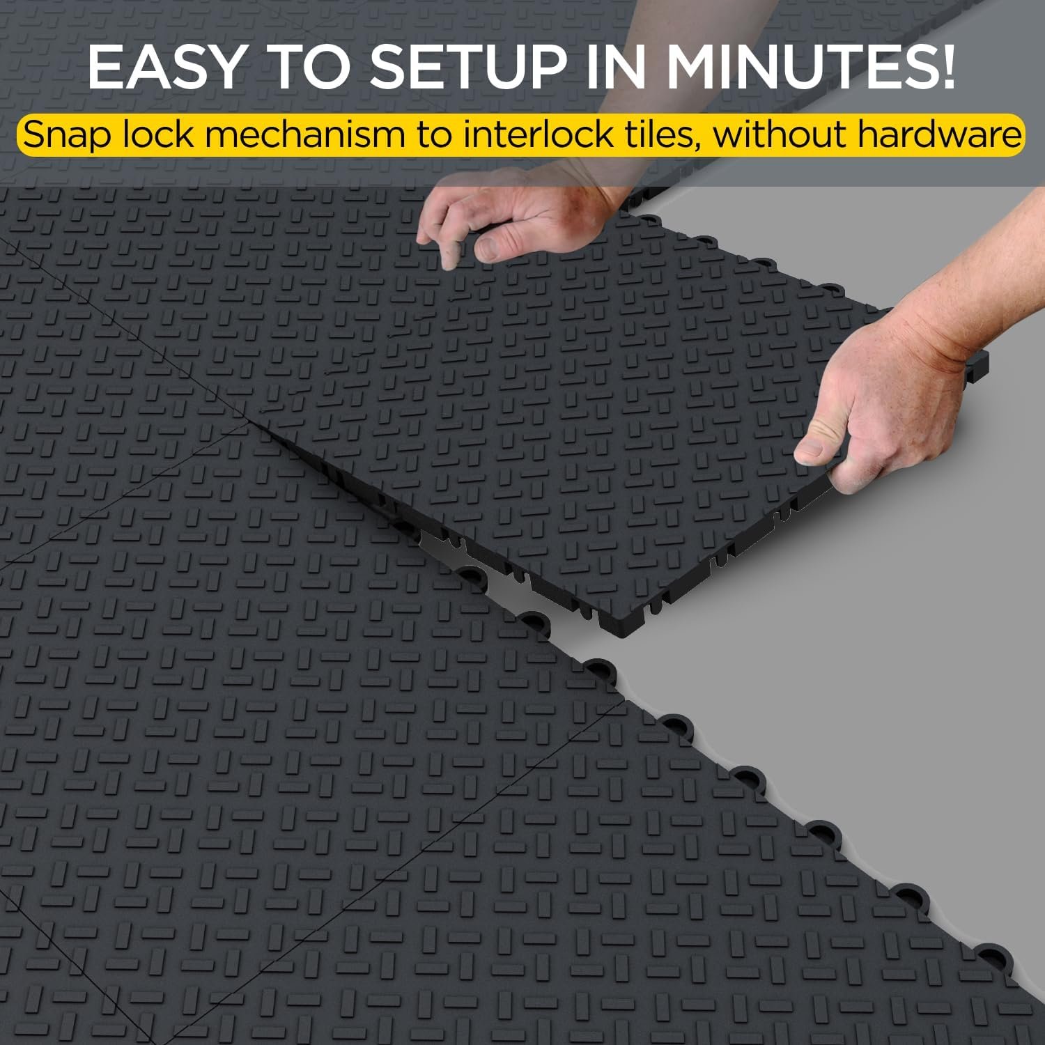 MotoFloor Modular Garage Flooring Tiles 48 Sq Ft per Box 1' x 1' Tiles