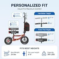 BlessReach All Terrain Foldable Knee Scooter Walker - Economical Knee Walker for Foot Injuries, Compact Crutches Alternative - Black
