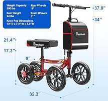 BlessReach All Terrain Foldable Knee Scooter Walker - Economical Knee Walker for Foot Injuries, Compact Crutches Alternative - Black