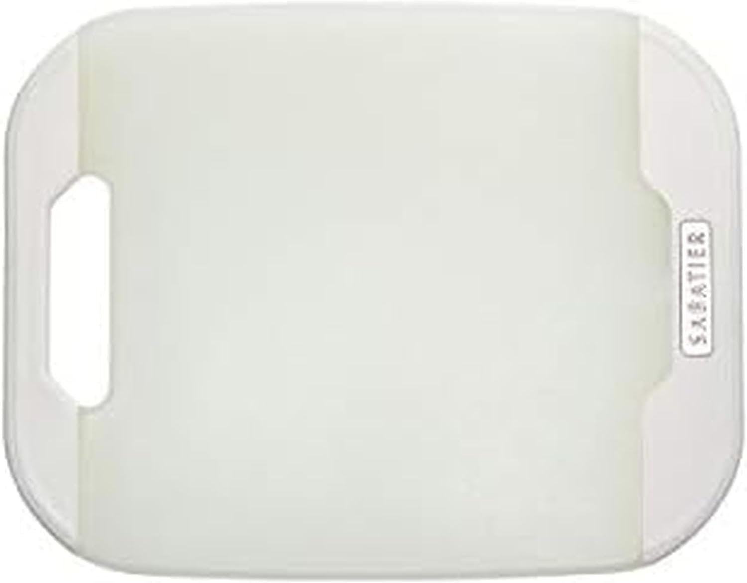 Sabatier Plastic Cutting Board with Non-Slip Edges, Dishwasher- Safe Poly Chopping Board for Kitchen with Easy Grip Handle, 11-inch x14-inch, White