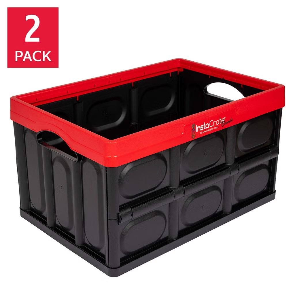 Greenmade InstaCrate Grande 16 Gallon Collapsible Storage Crate with Lid, 2-pack