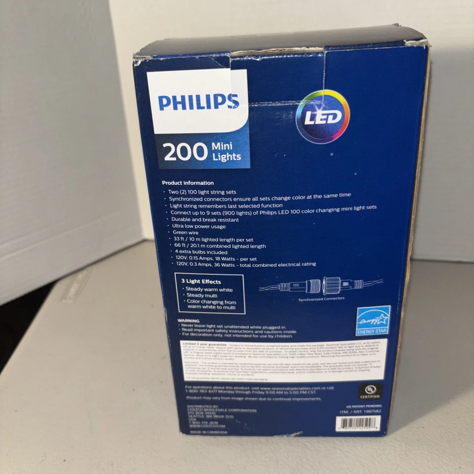Philips 200 Mini Light Set Three Light Effect Indoor Outdoor Color Changing LED
