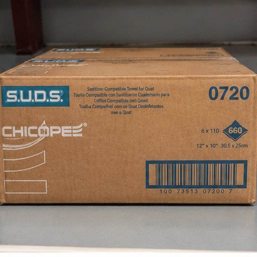 Chicopee S.U.D.S. 0720 Quat Sanitizer-Compatible Disposable Dry Towels, White, 12 x 10 in, 6 Rolls of 110, 660 Count