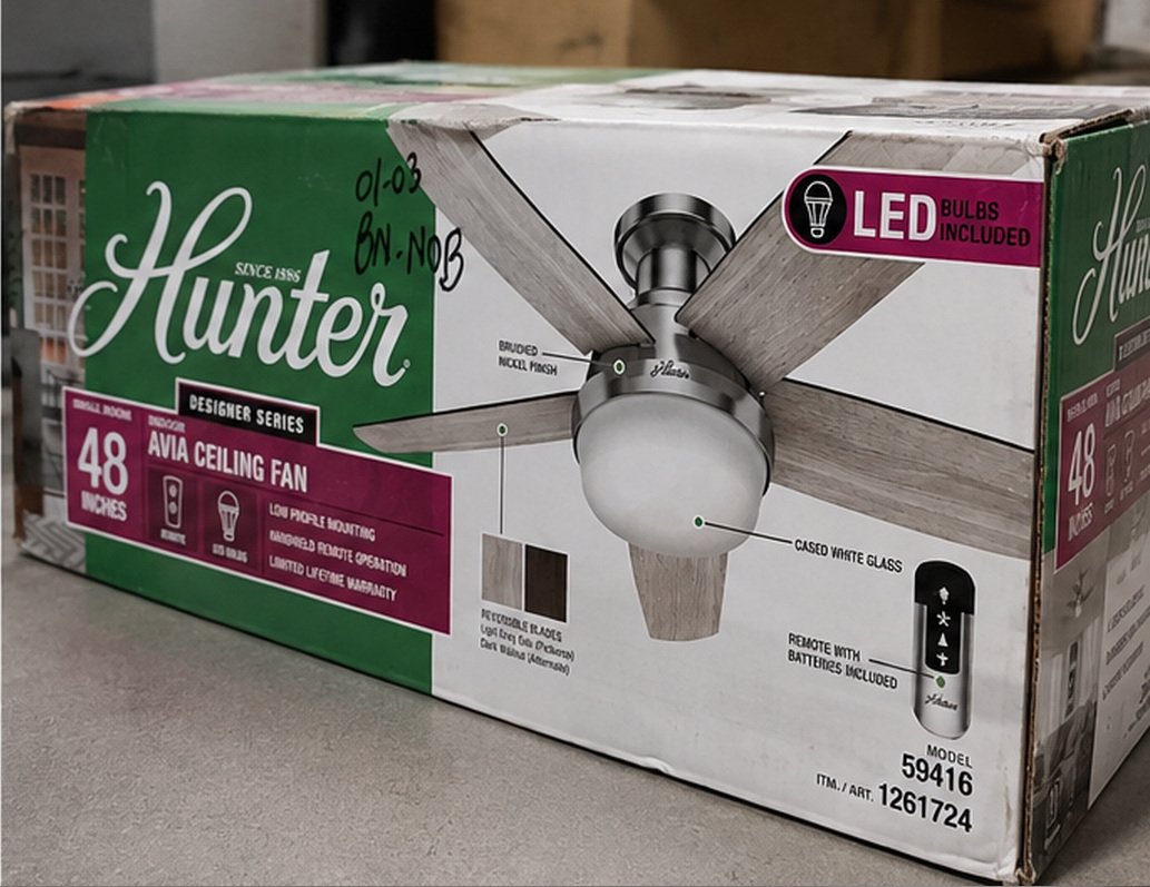 Hunter Avia 48" Low Profile LED Ceiling Fan – Brushed Nickel