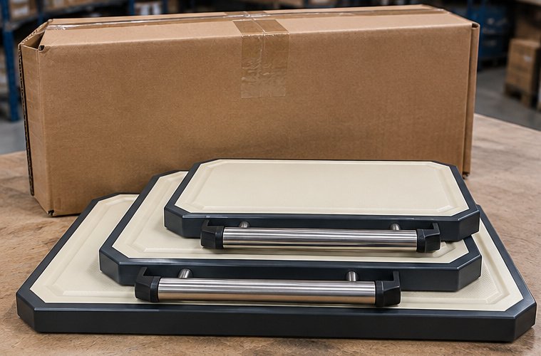KLAPOLA Double-Sided Stainless Steel and Wheat Straw Cutting Board Set - 3 Sizes