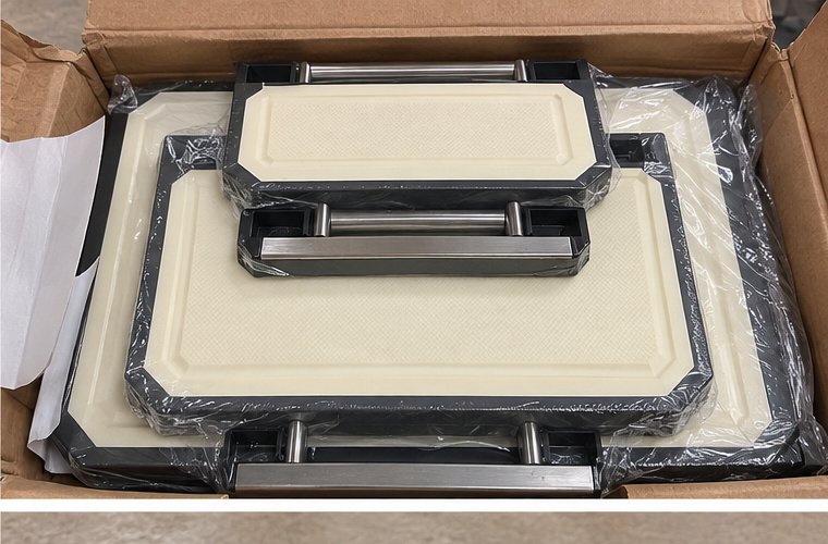 KLAPOLA Double-Sided Stainless Steel and Wheat Straw Cutting Board Set - 3 Sizes