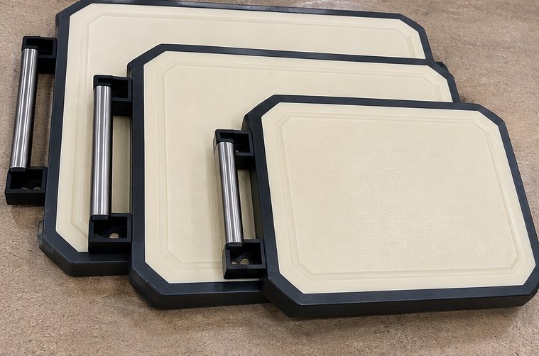KLAPOLA Double-Sided Stainless Steel and Wheat Straw Cutting Board Set - 3 Sizes